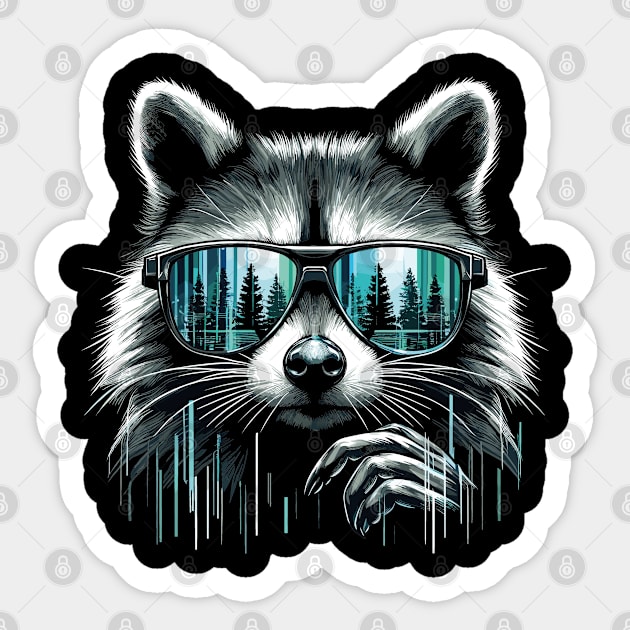 Raccoon Sunglasses Forest Sticker by JessArty